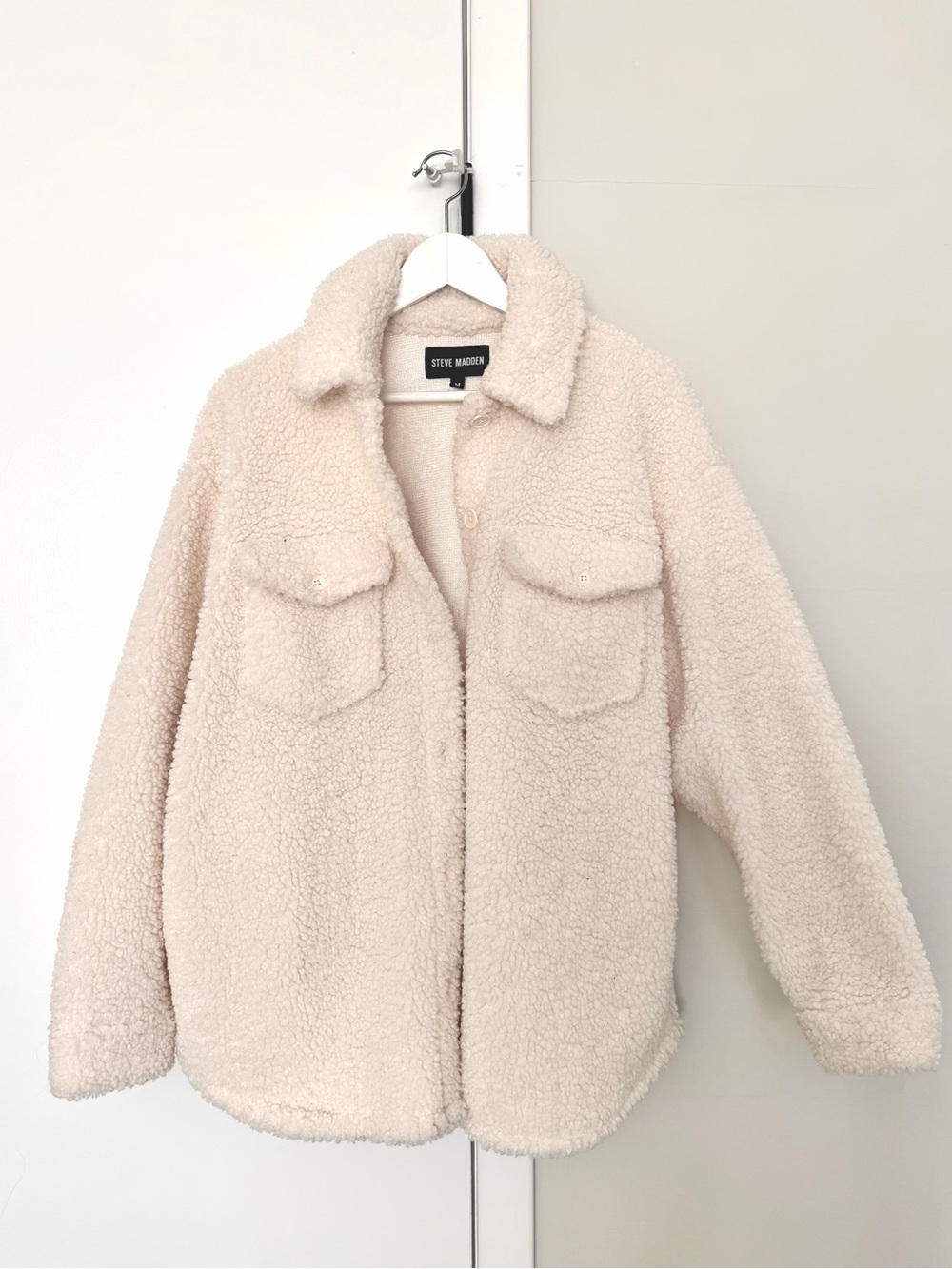 Steve Madden Ivory Teddy Sherpa Shacket